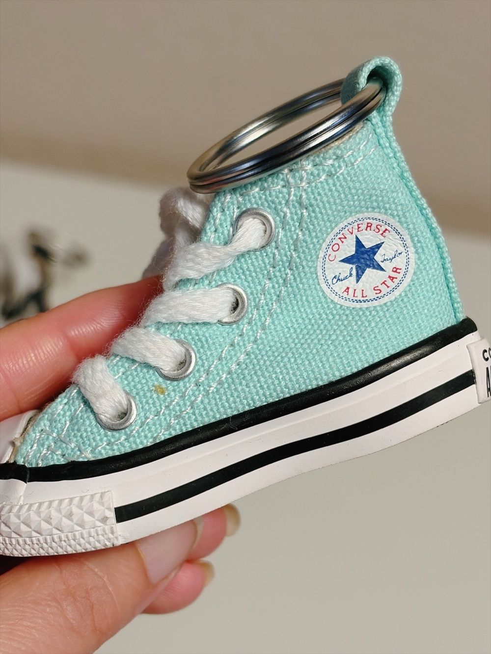 Converse All Star Mini Sneaker Keychain Aqua Blue High Top Shoe Bag Charm NEW